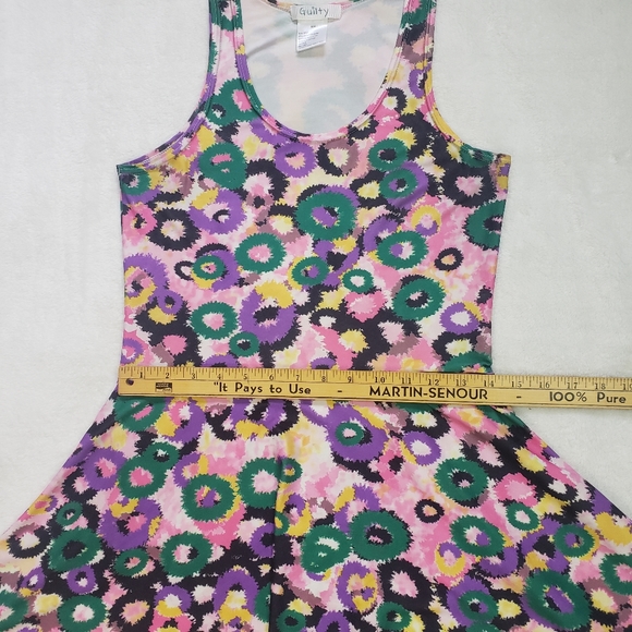 Guilty, Floral Fireworks Colourful Ombre 90s Skater Dress, Medium, Multicoloured - Picture 11 of 14